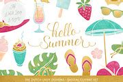 Summer Beach Clipart Set, an Illustration by The Dutch Lady Designs