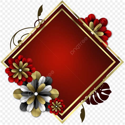 Maroon Flower Frame PNG Picture, Elegant Frame With Maroon Gold Flower, Black, Leaf, Decorative ...