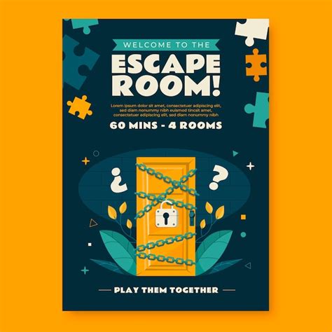 Premium Vector | Flat design escape room poster