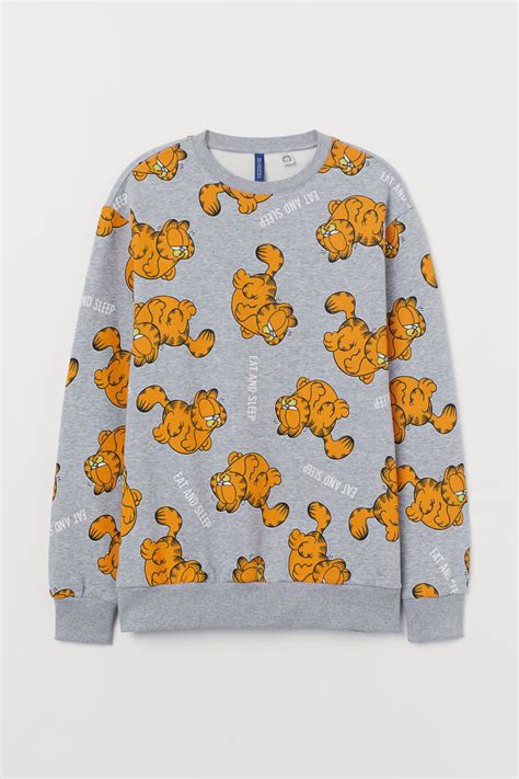 Printed sweatshirt - Grey marl/Garfield - Men | H&M GB