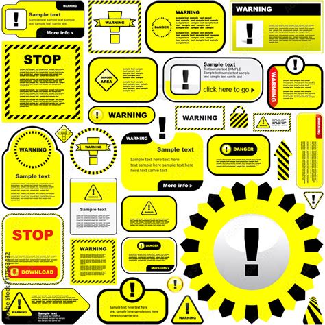 Warning vector label. Vector template. Stock Vector | Adobe Stock