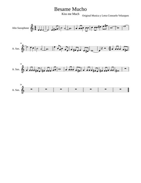 Besame Mucho Sheet music for Saxophone (Alto) (Solo) | Download and print in PDF or MIDI free ...