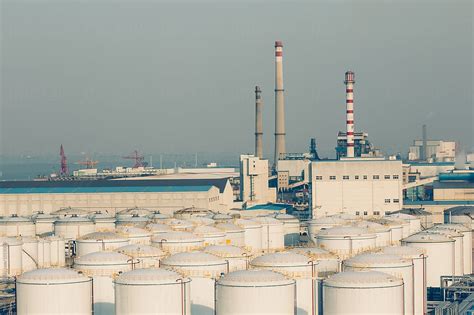 "Aerial View Of Oil Depot" by Stocksy Contributor "Vuelyfe Media ...