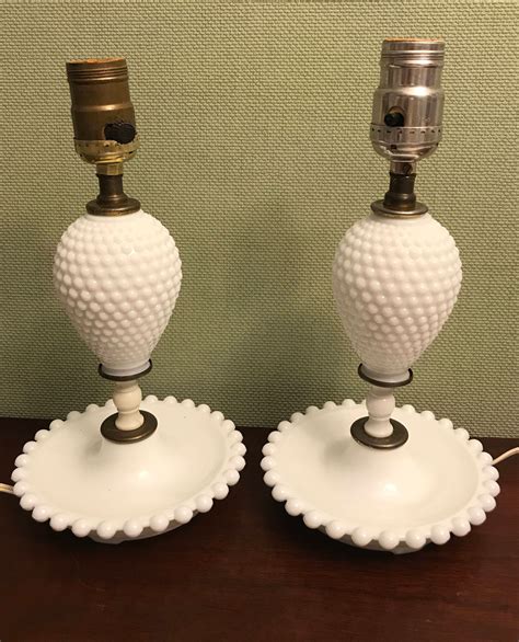 Milk Glass Hobnail Lamps, Pair of Milkglass lamps, bedside lamps, Shabby Chic, Country decor ...