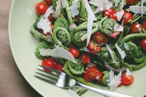 Fiddlehead and Tomato Salad with Pecorino — A Thought For Food