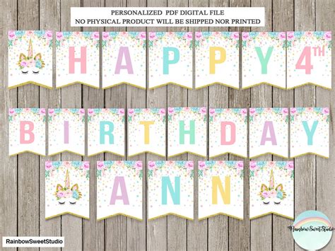 Unicorn Banner Unicorn Happy Birthday Banner Magical - Etsy