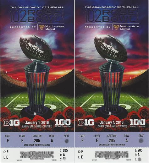 2016 ROSE BOWL GAME TICKETS