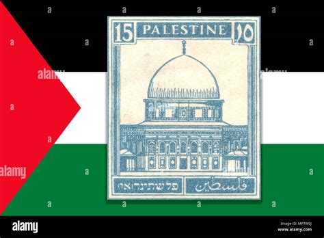 British Mandate Palestine stamp on Palestinian flag background Stock ...