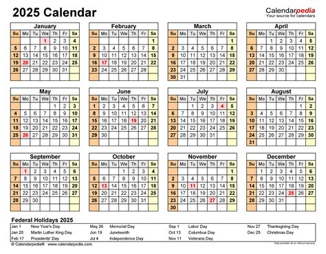 2025 Calendar - Free Printable Excel Templates - Calendarpedia