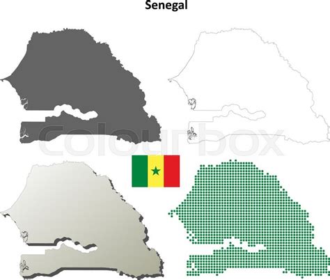 Senegal blank detailed outline map set | Stock vector | Colourbox