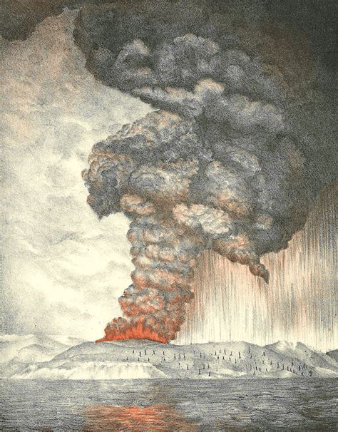 GUNUNG KRAKATOA 1883 ERUPTION BY PARKER & COWARD LITH.