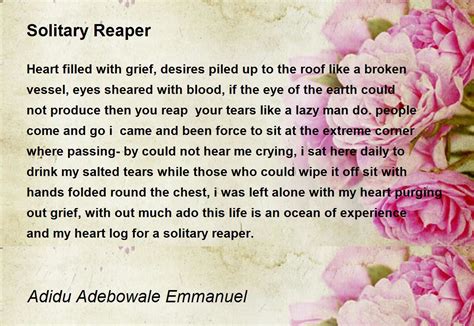 Solitary Reaper by Adidu Adebowale Emmanuel - Solitary Reaper Poem