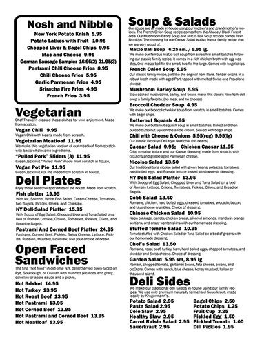 Bixby's Brooklyn Deli Menu