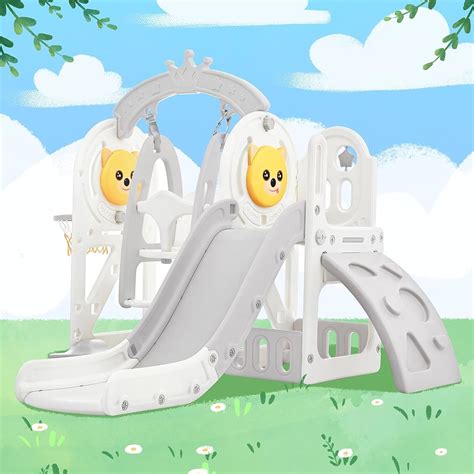 5 in 1 Toddler Slide and Swing Set, Kids Playground Combo, Indoor ...