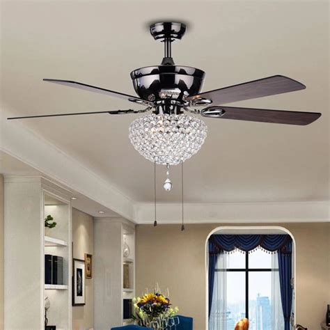 Modern Crystal Ceiling Fan Light Chandelier Combo Lighting Pendant ...