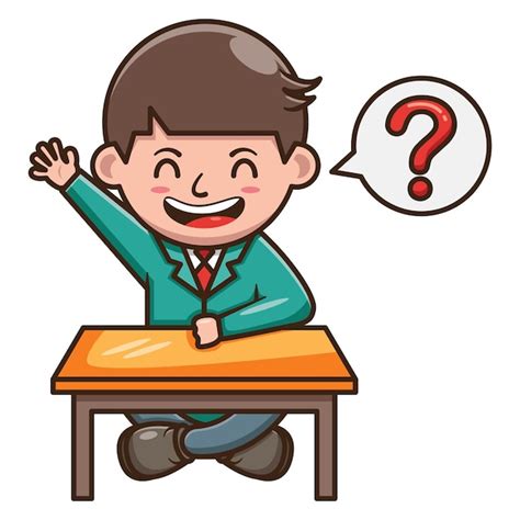 Premium Vector | Cartoon Character Of Student Asking Question At School . Free Vector