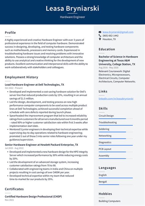 Google Hardware Engineer Resume Examples | ResumeCat