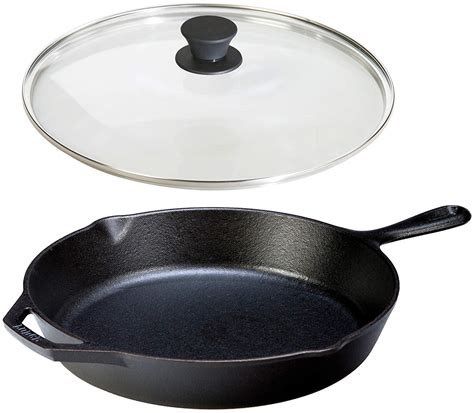 Lodge Seasoned Cast Iron Skillet w/Tempered Glass Lid (12 Inch ...