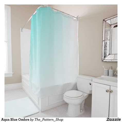 Aqua Blue Ombre Shower Curtain Ombre Shower Curtain, Elegant Shower ...