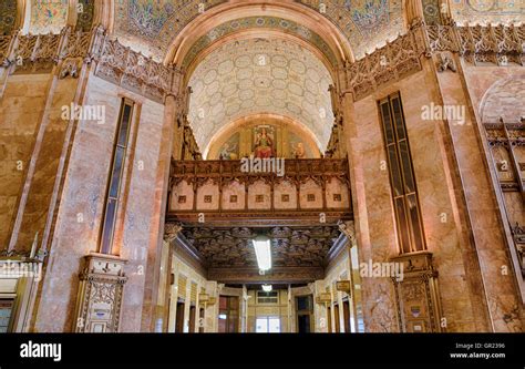 Interior of lobby in the landmarked Woolworth Building, designed by Stock Photo, Royalty Free ...