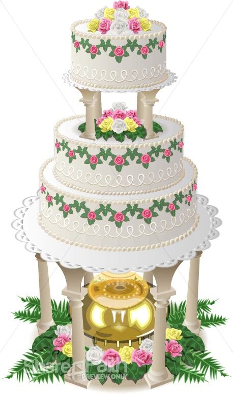 Extravagant Anniversary Cake with Golden Fountain | Christian Wedding Clipart