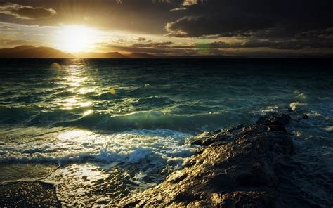 sunlight, ocean, shore, aletta ocean, sky, ocean hd, beaches, 1920x1200, sunset, sea, wave ...