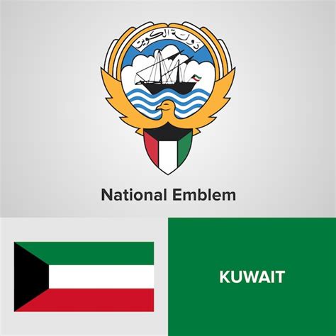 Premium Vector | Kuwait national emblem and flag