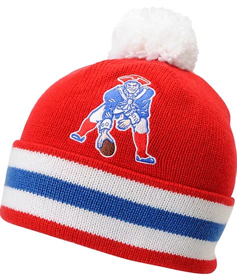 NFL Mitchell and Ness New England Patriots Pom Beanie | Zumiez