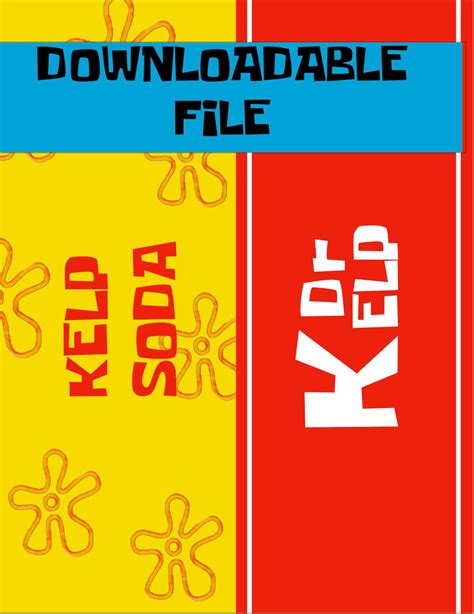 Spongebob Kelp Soda and Dr Kelp Soda. Two Labels for 2L Sodas Instant Download - Etsy