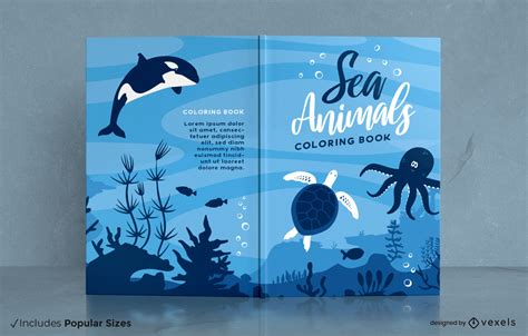 Sea Animals Coloring Book Cover Design Vector Download