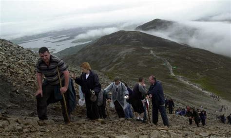 Pilgrims are advised not to climb Croagh Patrick barefoot