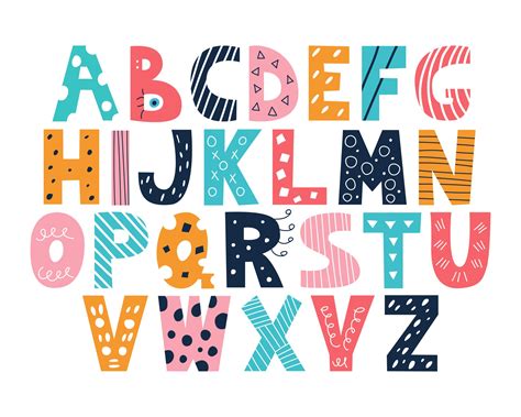 Latin multi colored alphabet in doodle style on a white background Cute ...