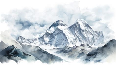 Premium AI Image | Monochromatic Watercolor Painting Of Mount Everest ...