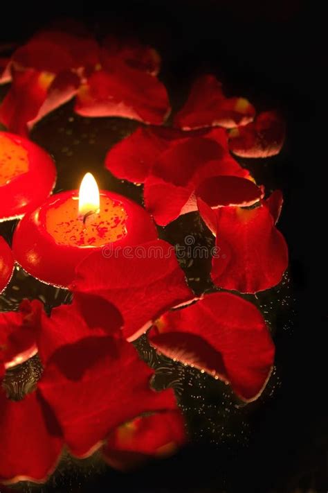 Candles with rose petals stock image. Image of spiritual - 739907