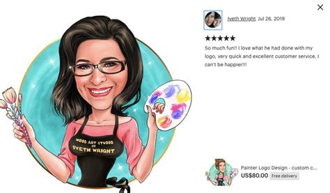 Painter Logo Design custom cartoon portrait for your | Etsy