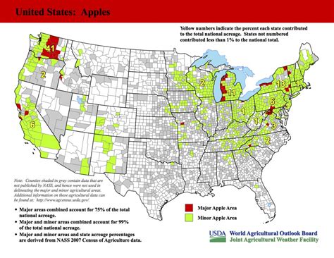 USDA Releases New Maps Identifying Major Crop Producing Areas: Apples