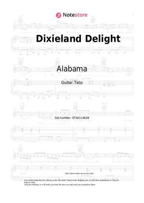 Dixieland Delight tabs guitar Alabama in Note-Store.com | Guitar.Tabs SKU GTA0114628