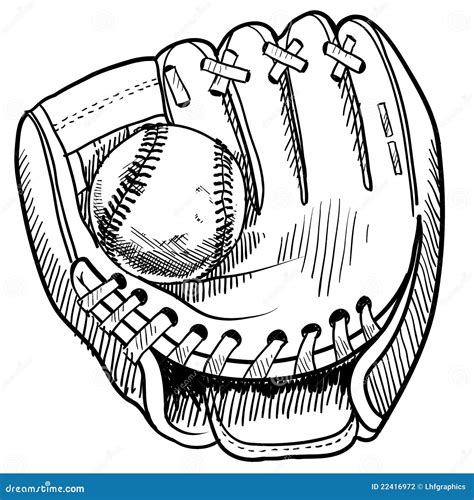 Baseball glove drawing stock vector. Illustration of catcher - 22416972