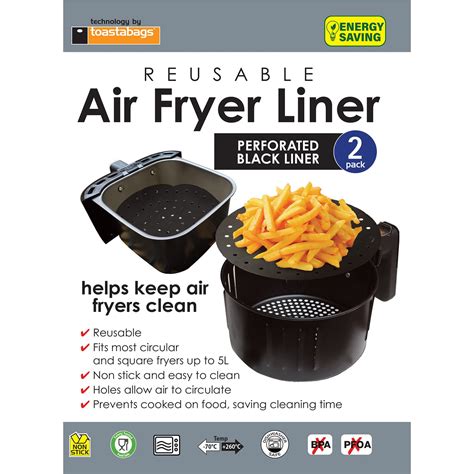 Air Fryer Liner, Black, Perforated, Pack of 2 – planitproducts