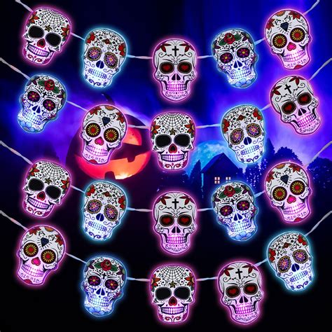 Amazon.com : Halloween String Lights, 2 Packs Skull String Lights 30 ...