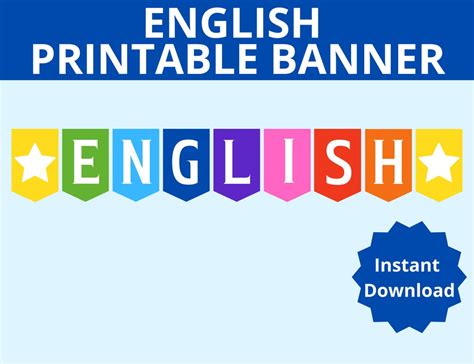 English Banner Printable, English Classroom Banner, English Teacher ...