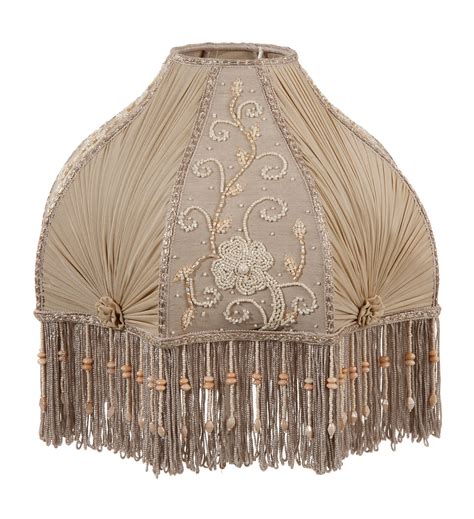 Victorian Antique Buff Pleated Chiffon and Embroidered Panels Lamp ...