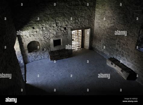 inside the medieval castle of Chillon Stock Photo - Alamy