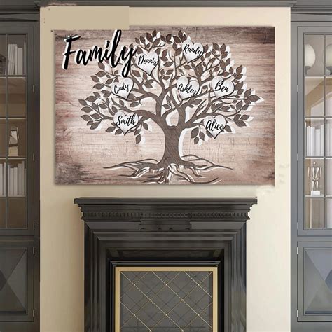 Personalized Gift Family Tree Wall Art Canvasbest Gift for Familyliving ...