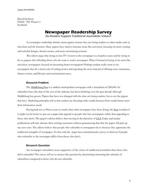 Sample Newspaper Survey Questionnaire - How to create a Newspaper Survey Questionnaire? Download ...