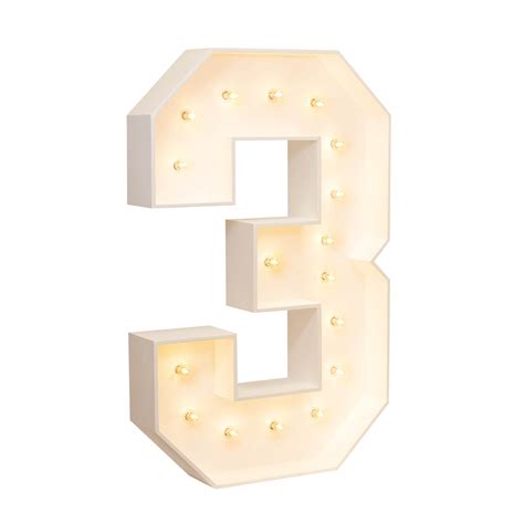 Wood Marquee - BOLD FONT - Number 3 - 4ft Tall