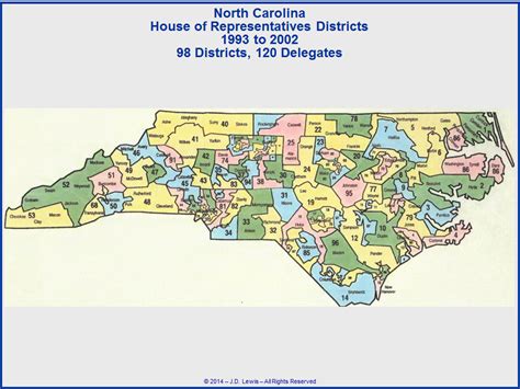 North Carolina State House of Representatives Districts Map - 1993 to 2002