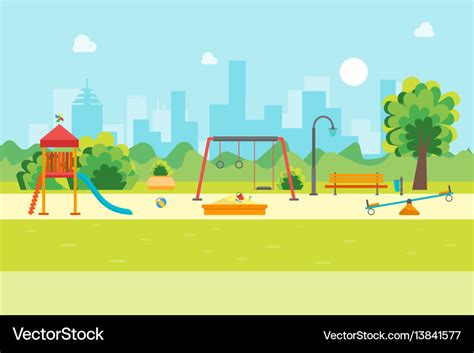 Cartoon urban park kids playground Royalty Free Vector Image