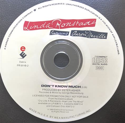 Linda Ronstadt Featuring Aaron Neville – Don't Know Much (1989, CD ...