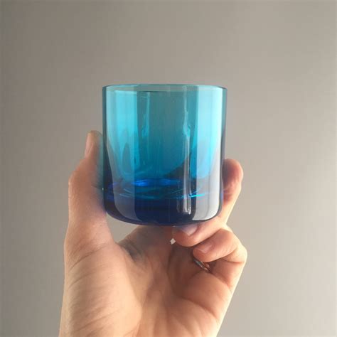 1960s blue glass tumblers x 6